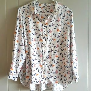 Jane and Delancey button down bird shirt